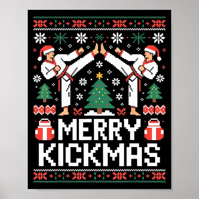 Merry Kickmas Karate Jiu Jitsu Ugly Christmas Desi Poster (Framsidan)