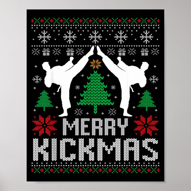 Merry Kickmas Karate Jiu Jitsu Ugly Christmas Xmas Poster (Framsidan)