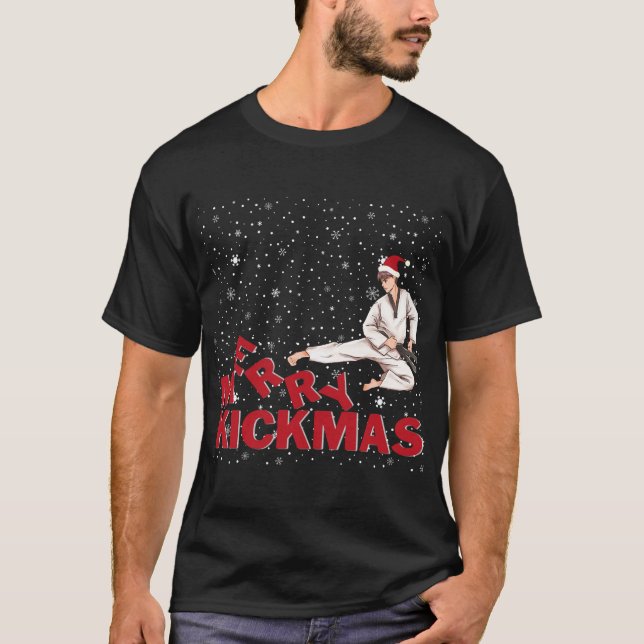 Merry Kickmas Karate-julgåvor T Shirt (Framsida)