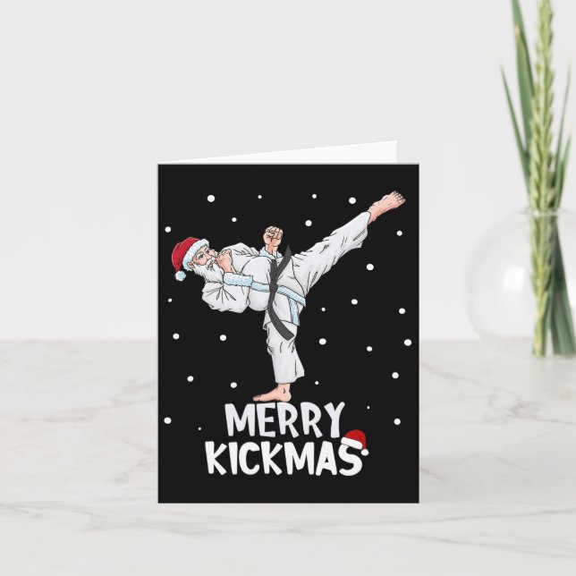 Merry Kickmas Karate Jultomten Martial Arts Chri Kort (Framsida)