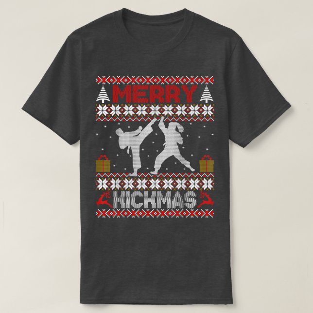 Merry Kickmas Karate Martial Arts Ugly jul S T Shirt (Design framsida)