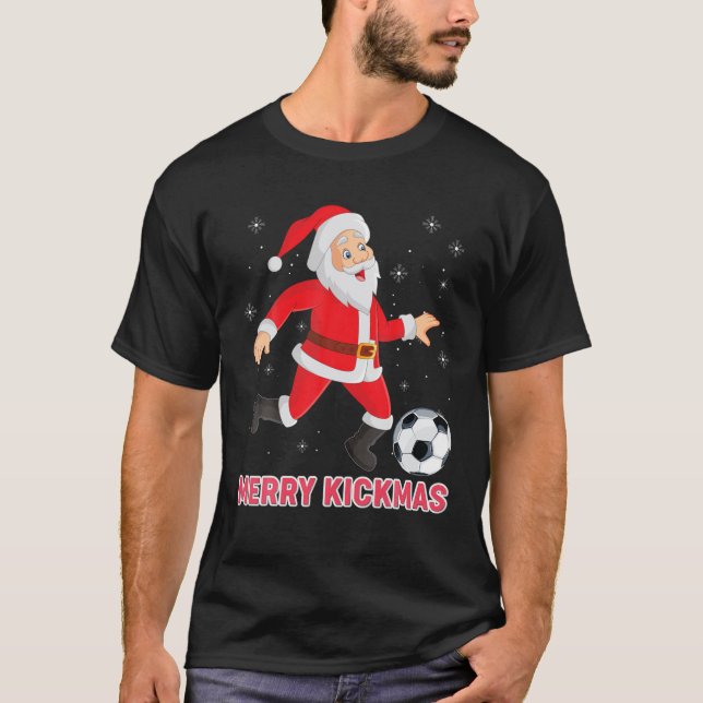 Merry Kickmas Santa Spelare Kick-jul T Shirt (Framsida)