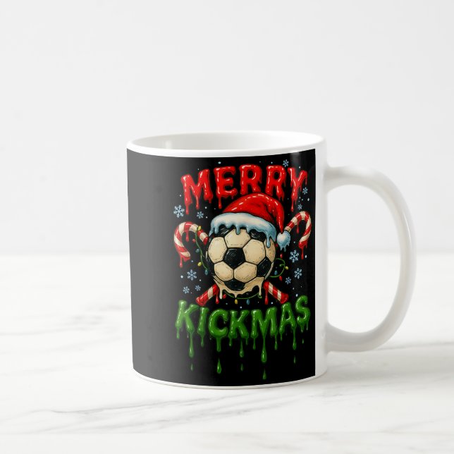 Merry Kickmas Soccer Christmas Candy Cane Ice Crea Kaffemugg (Höger)