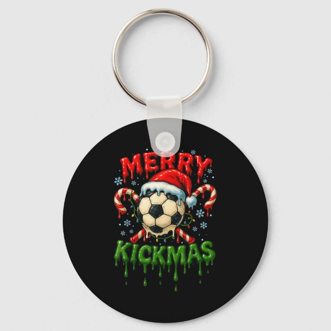 Merry Kickmas Soccer Christmas Candy Cane Ice Crea Nyckelring (Framsida)