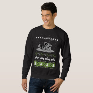 Merry Kickmas Uganda jul Karate Jiu Jitsur Lång Ärmad Tröja