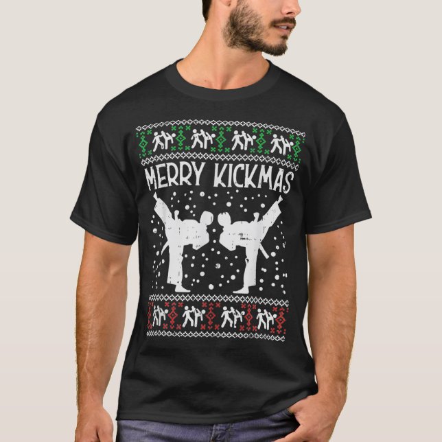 Merry Kickmas Ugly jul Karate Jiu Jitsu chic T Shirt (Framsida)
