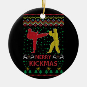 Merry Kickmas Ugly jul Karate Jiu Jitsu Julgransprydnad Keramik