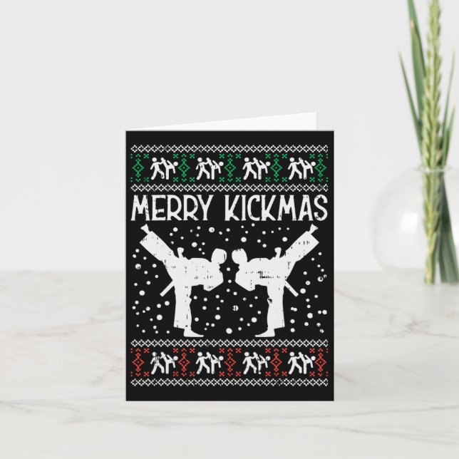 Merry Kickmas Ugly jul Karate Jiu Jitsu Mart Kort (Framsida)