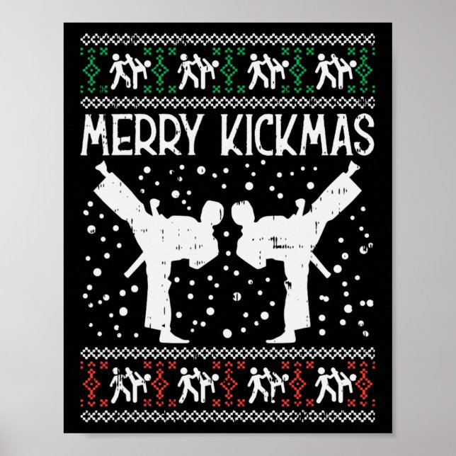 Merry Kickmas Ugly jul Karate Jiu Jitsu Mart Poster (Framsidan)