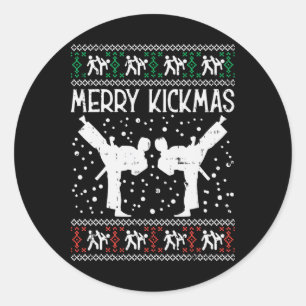 Merry Kickmas Ugly jul Karate Jiu Jitsu Mart Runt Klistermärke
