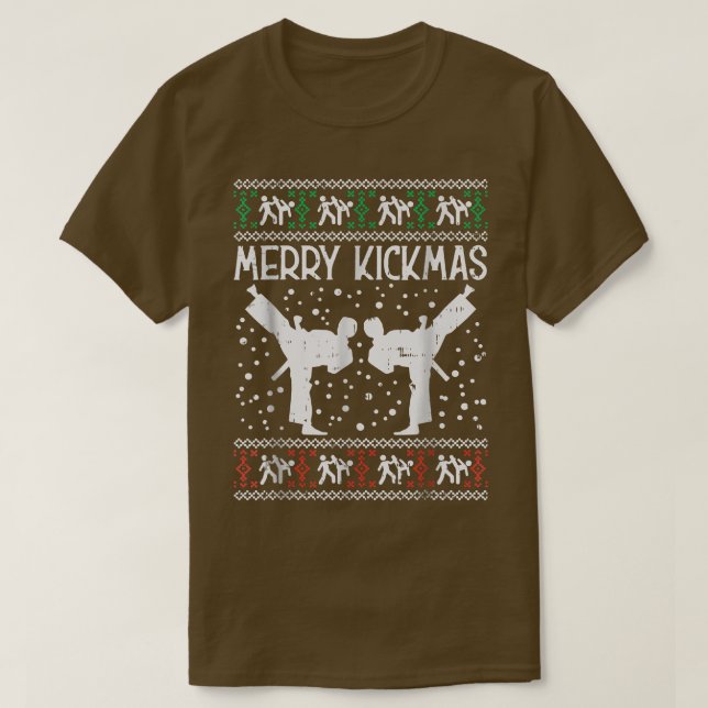 Merry Kickmas Ugly jul Karate Jiu Jitsu Mart T Shirt (Design framsida)