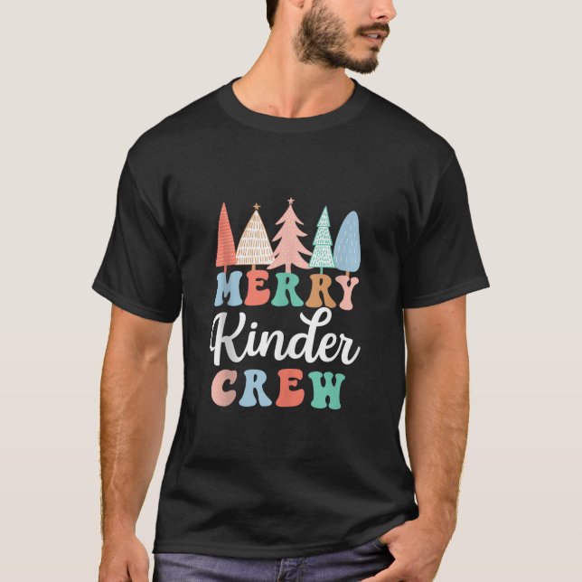Merry Kinder Crew Kindergarten Teacher Kid Christm T Shirt (Framsida)