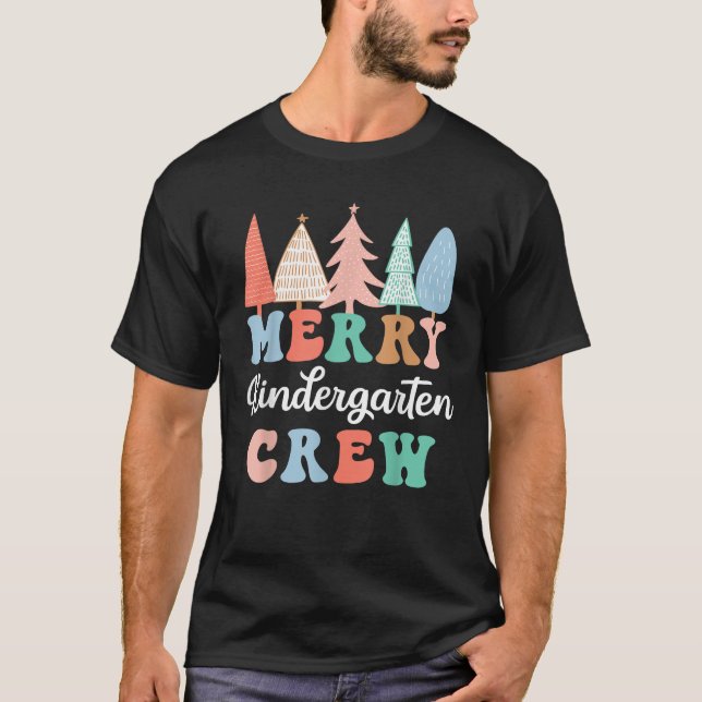 Merry Kindergarten Crew Kinder Teacher Retro Chris T Shirt (Framsida)