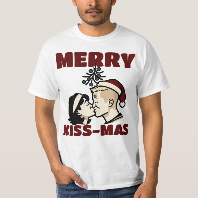 Merry Kiss-Mas Christmas T-shirt (Framsida)