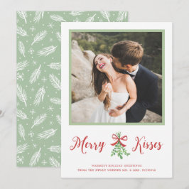 Merry Kisses Newlyften Mistletoe julfoto Julkort