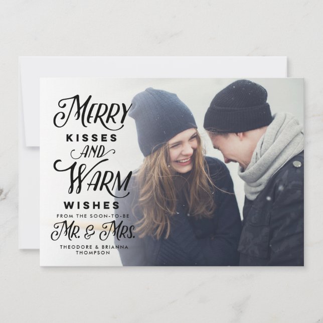 Merry Kisses och Warm Önskemål, fru Helgdag Julkort (Framsida)