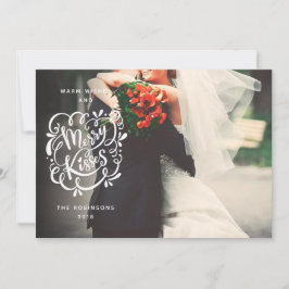 Merry Kisses Typography jul Fullt Bleed Photo Julkort