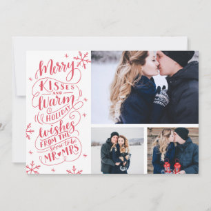 Merry Kisses Warm Önskemål Helgdag Vit 3-foto Spara Datumet