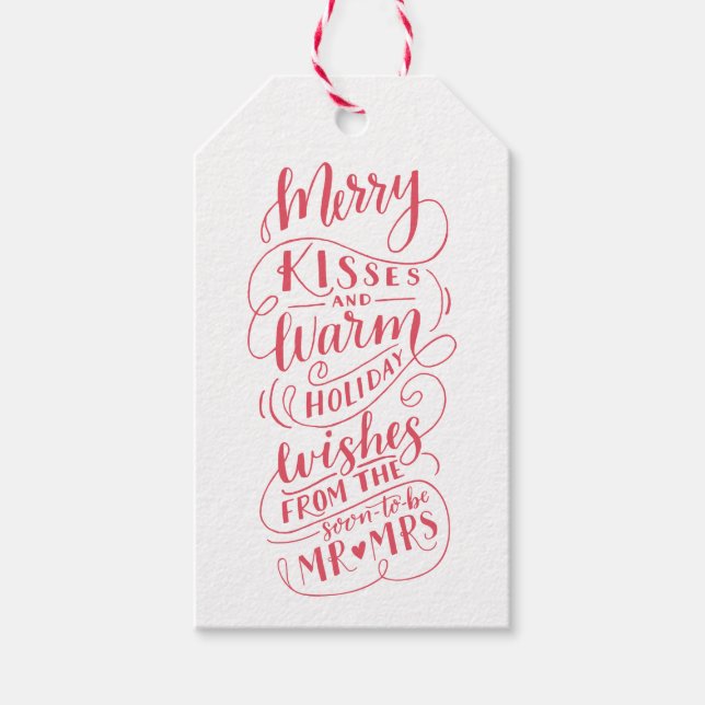 Merry Kisses Warm Önskemål Mr. och Typography Presentetikett (Framsidan)