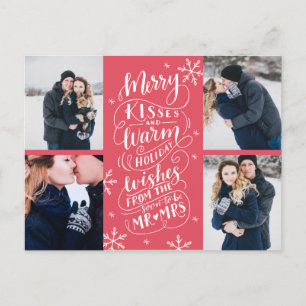 Merry Kisses Warm Önskemål sparar datum 4-foto Meddelande Vykort