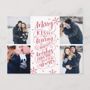 Merry Kisses Warm Önskemål sparar datum 4-foto Meddelande Vykort