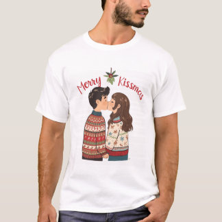 Merry Kissmas – Cute Kissing Couple Christmas Shir T Shirt