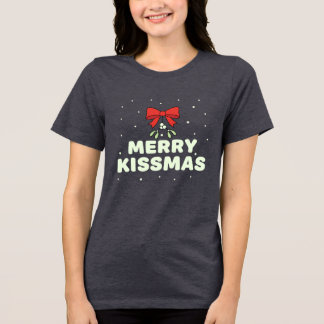 Merry Kissmas Cute Mistletoe Christmas Design T Shirt