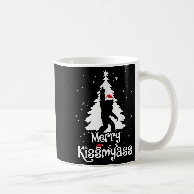 Merry Kissmy Funny Bigfoot Yeti Sasquatch Christma Kaffemugg (Höger)
