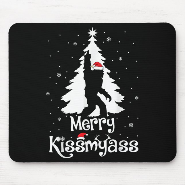 Merry Kissmy Funny Bigfoot Yeti Sasquatch Christma Musmatta (Framsidan)