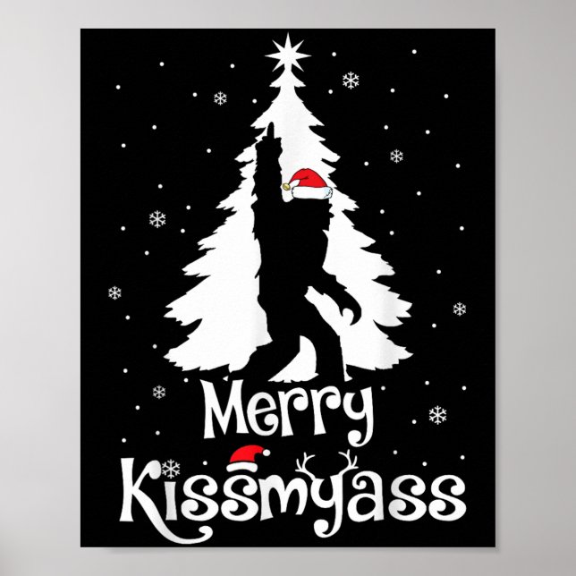 Merry Kissmy Funny Bigfoot Yeti Sasquatch Christma Poster (Framsidan)