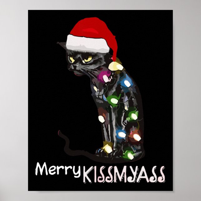 Merry Kissmy Roligt Cat jul Ljus 3 Poster (Framsidan)