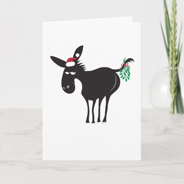 Merry KissMyAss 2020! Donkey with Mistletoe Helgkort (Framsida)