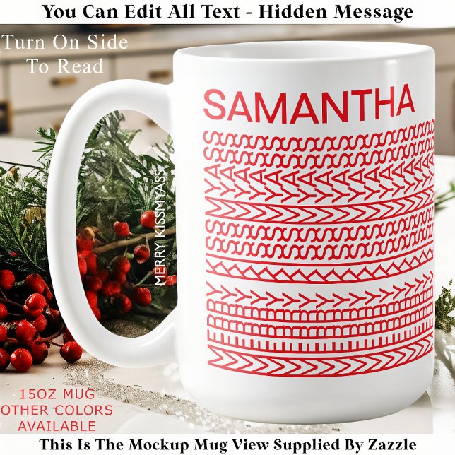 Merry Kissmyass Custom Name 160R Hidden Message  Kaffemugg (Skapare uppladdad)