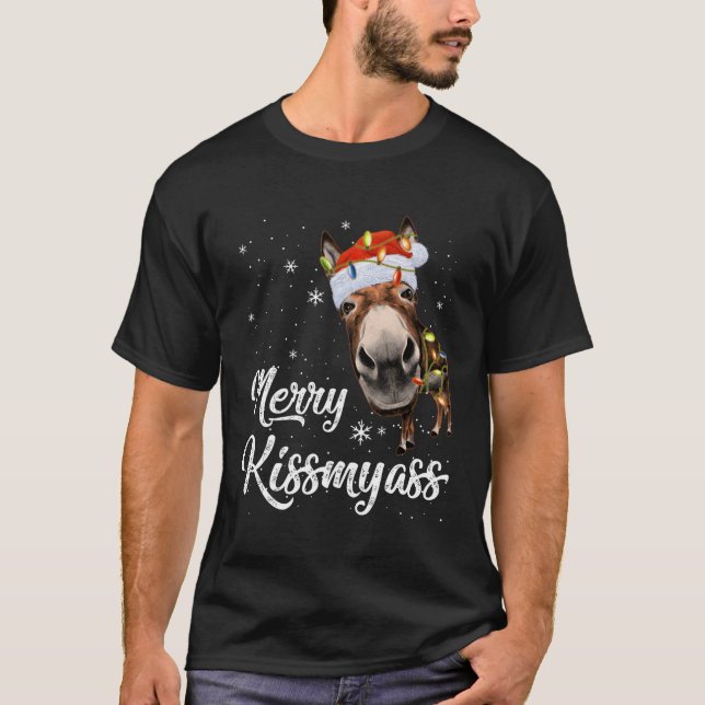 Merry Kissmyass Donkey Merry T Shirt (Framsida)