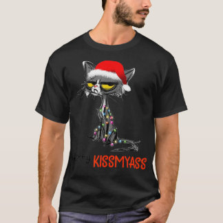Merry Kissmyass Funny Black Cat jul T Shirt