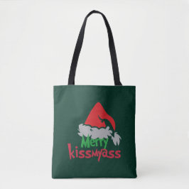 Merry Kissmyass Funny Christmas Tote Bag Tygkasse