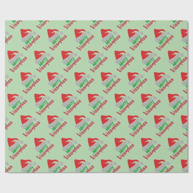 Merry Kissmyass Funny Christmas Wrapping Paper Presentpapper (Platt)