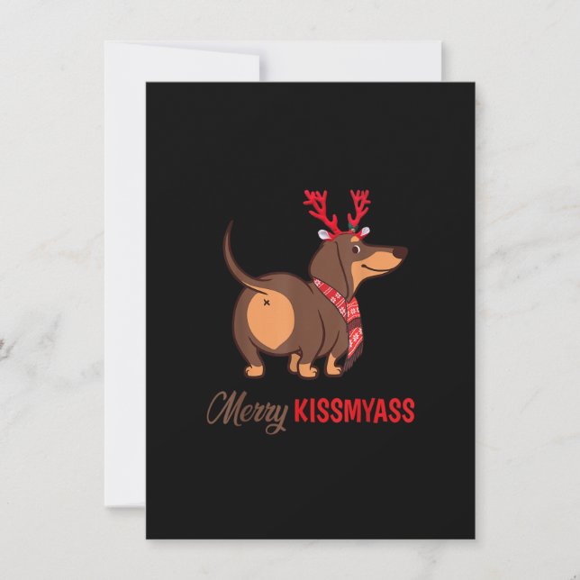 Merry Kissmyass Funny jul Reindeer Dachshund Inbjudningar (Framsida)
