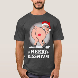 Merry KissMyAss Gris julgåva Halloween Dag T Shirt