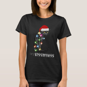 Merry Kissmyass Roligt Kat jul Ljus T Shirt