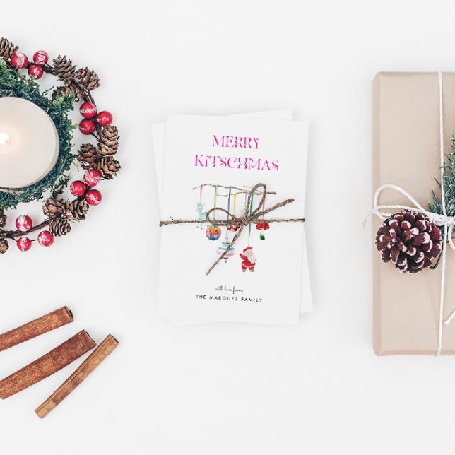 Merry Kitschmas Retro Ornament Helgdag Family Helgkort (Skapare uppladdad)