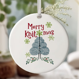 Merry Knitmas och Yarn Träd Knitting Helgdag Decor Julgransprydnad Keramik