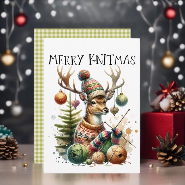 Merry Knittmas Knitting jul Inbjudningar (For yarn lovers and craft enthusiasts. )