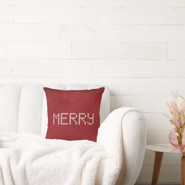 Merry Kor Stitching on Red Kudde (Soffa)