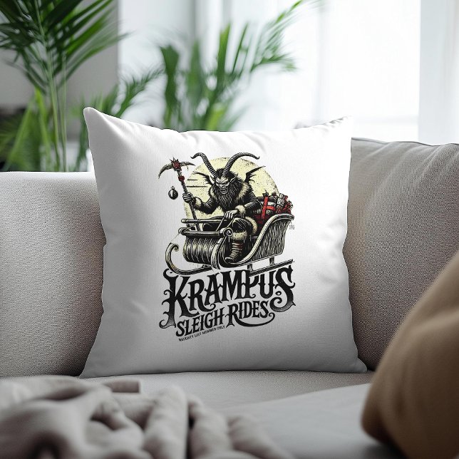 Merry Krampus Christmas Krampus Sleigh Rides Kudde (Skapare uppladdad)