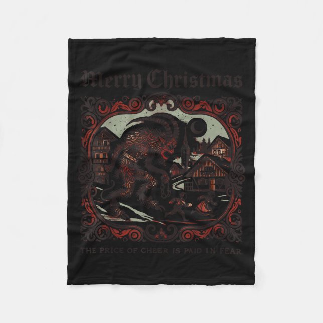 Merry Krampus Christmas Xmas Horror Ugly Sweater E Fleecefilt (Framsidan)