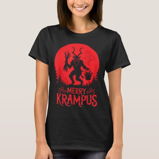 Merry Krampus Christmas Xmas Horror Ugly Sweater E T Shirt (Framsida)