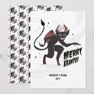 Merry Krampus Hand plockade Art jul Helgdag Julkort