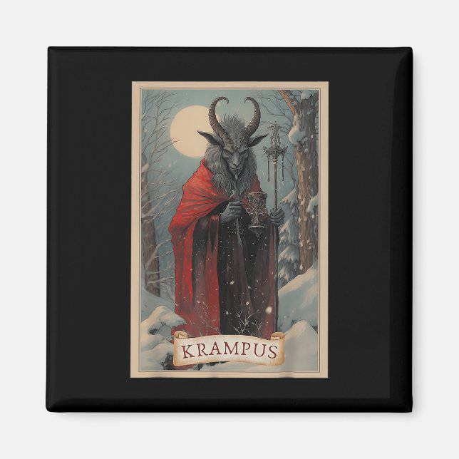 Merry Krampus Horror jul Ugly Sweater Evil P Magnet (Framsidan)