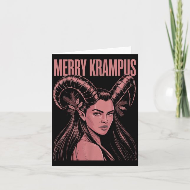 Merry Krampus Ironic Lilith Christmas Dark Feminin Kort (Framsida)